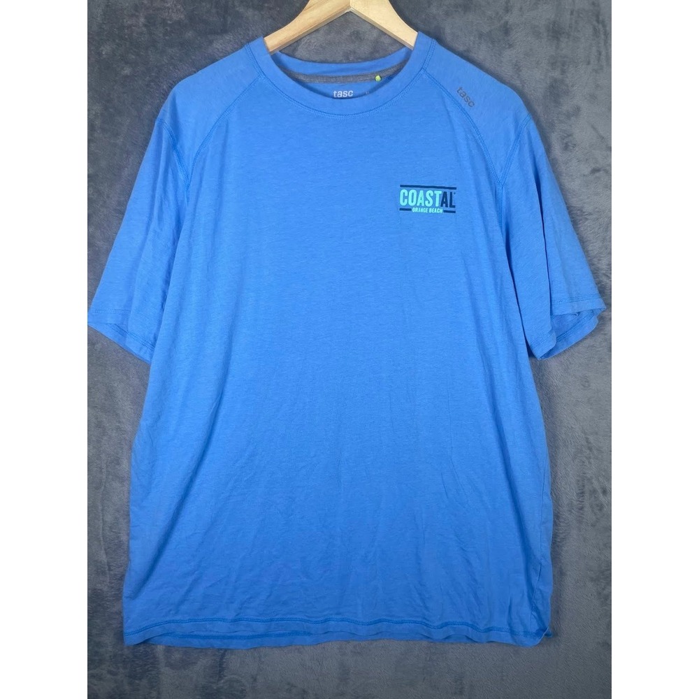 Tasc Performance Mens XL Blue Bamboo Cotton Coastal Orange Beach T-Shirt